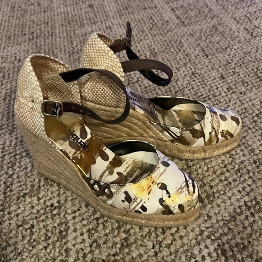 Gold Desigual Espadrille platform wedges - Picture 3 of 4